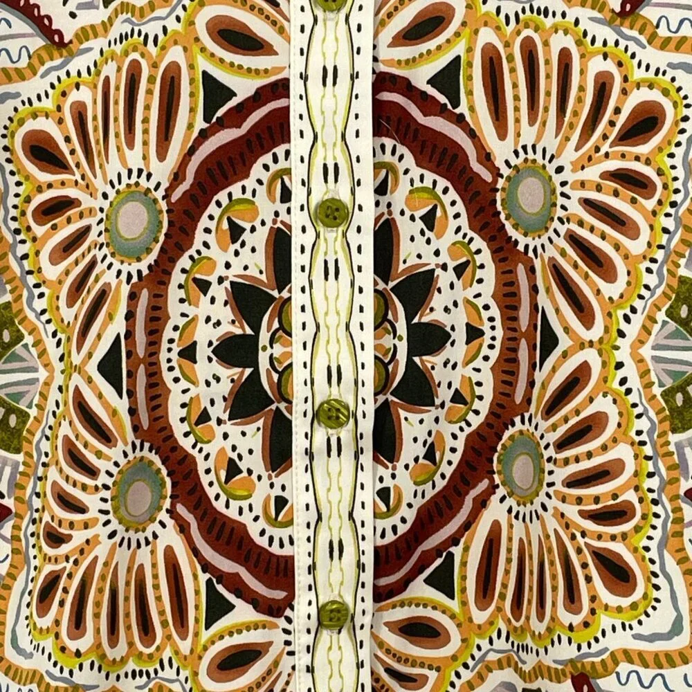 Rachel Zoe Medallion Print Button Front Blouse Boho Chic XS - Picture 12 of 15
